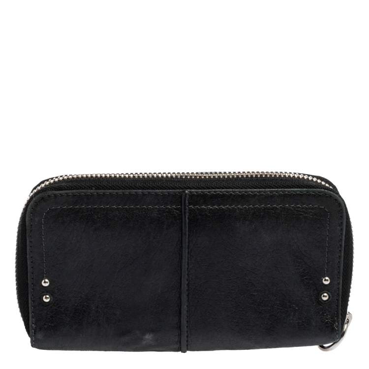 Pre Owned Chloe Black Leather Zip Around Paddington Wallet