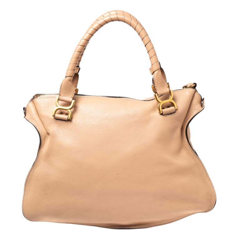 Pre Owned Chloé Peach Leather Large Marcie Satchel