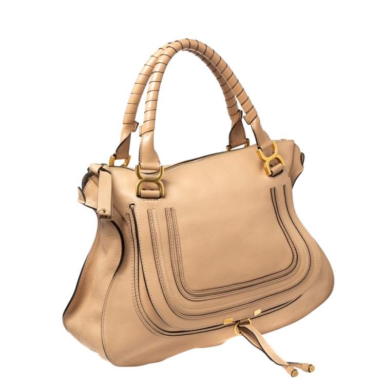 Pre Owned Chloé Peach Leather Large Marcie Satchel