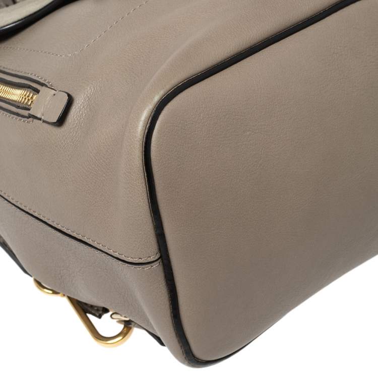 Pre Owned Chloe Grey Leather and Suede Small Faye Daye Backpack