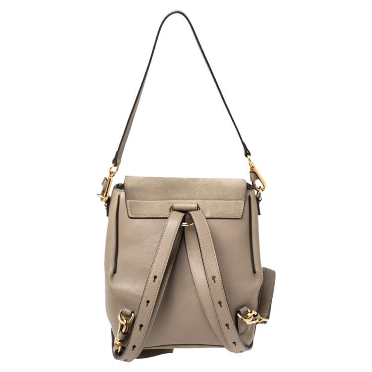 Pre Owned Chloe Grey Leather and Suede Small Faye Daye Backpack