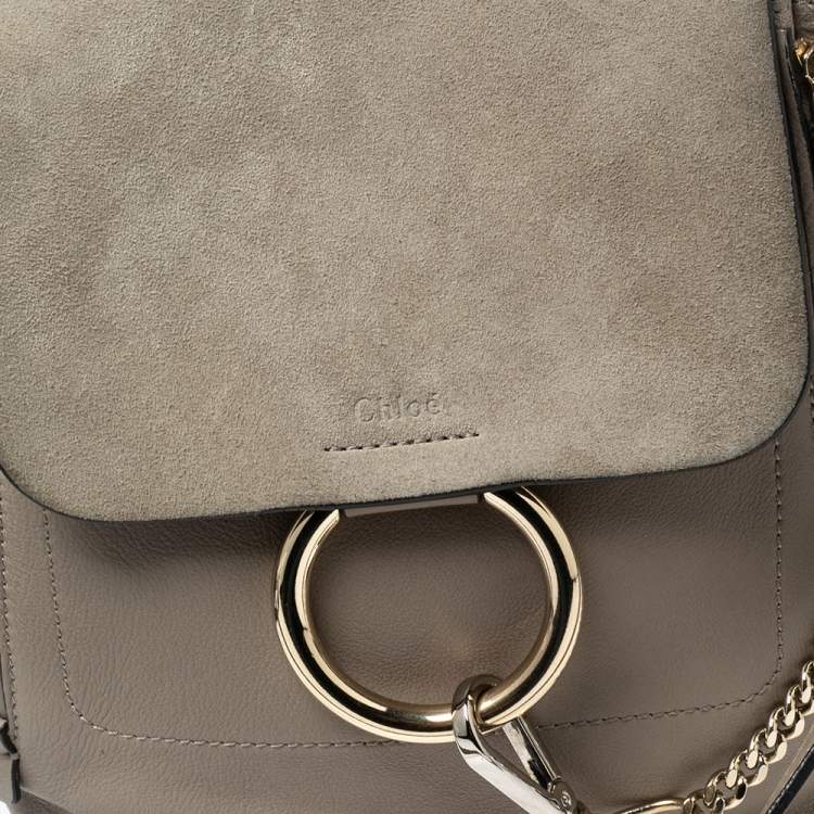 Pre Owned Chloe Grey Leather and Suede Small Faye Daye Backpack