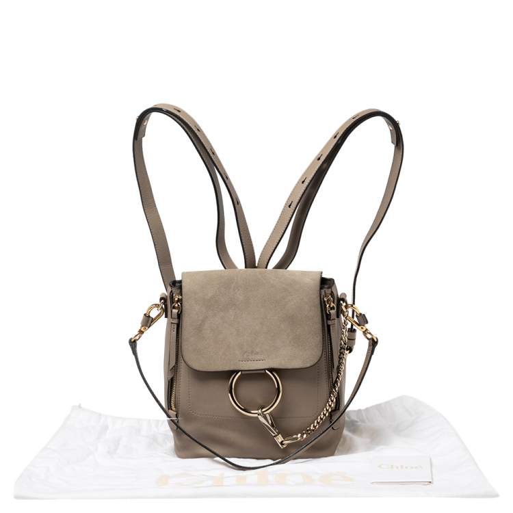 Pre Owned Chloe Grey Leather and Suede Small Faye Daye Backpack