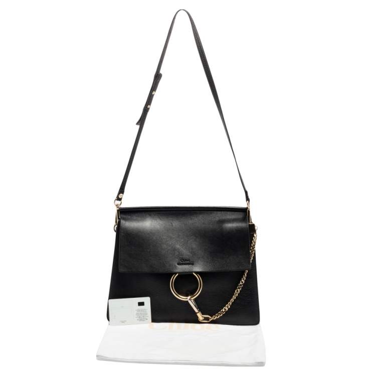 Pre Owned Chloé Black Leather Medium Faye Shoulder Bag