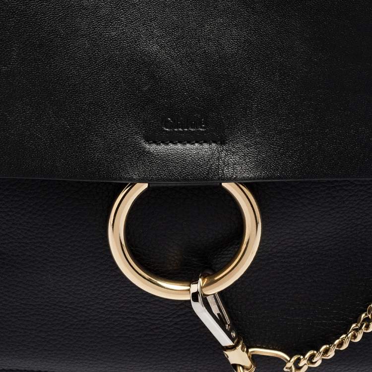 Pre Owned Chloé Black Leather Medium Faye Shoulder Bag