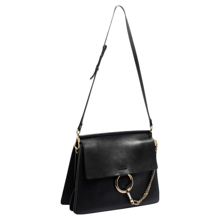 Pre Owned Chloé Black Leather Medium Faye Shoulder Bag