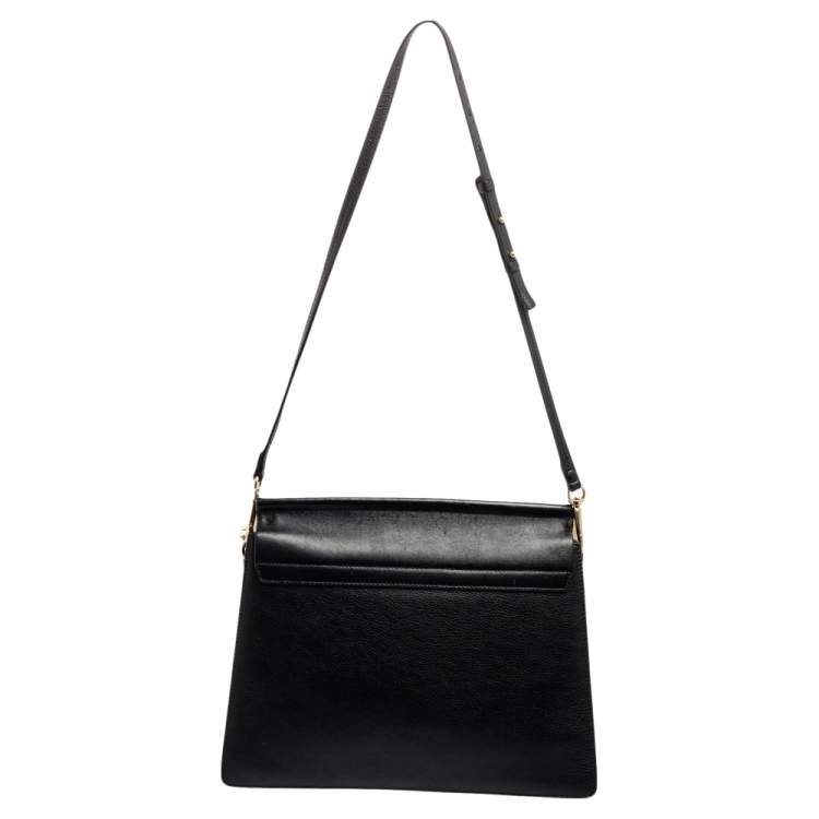 Pre Owned Chloé Black Leather Medium Faye Shoulder Bag