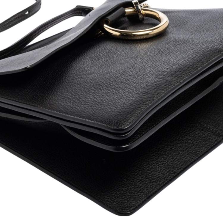 Pre Owned Chloé Black Leather Medium Faye Shoulder Bag