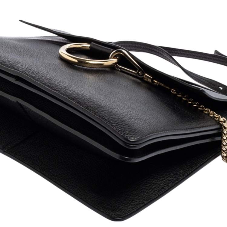 Pre Owned Chloé Black Leather Medium Faye Shoulder Bag
