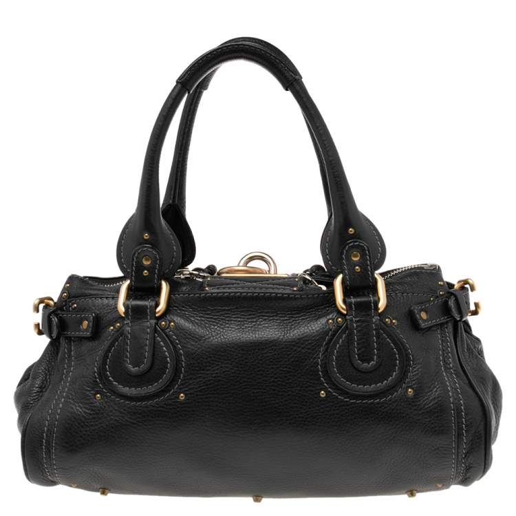 Pre Owned Chloe Black Leather Medium Paddington Satchel