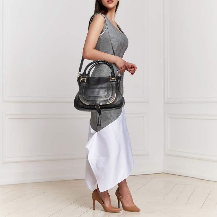 Pre Owned Chloe Black Leather Medium Marcie Shoulder Bag