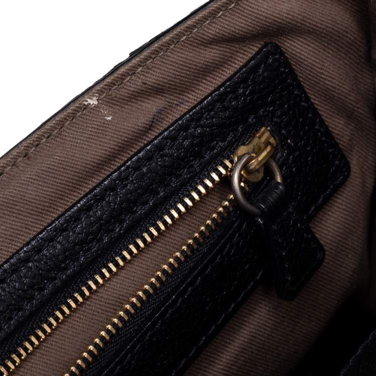 Pre Owned Chloe Black Leather and Python Medium Sally Flap Shoulder Bag