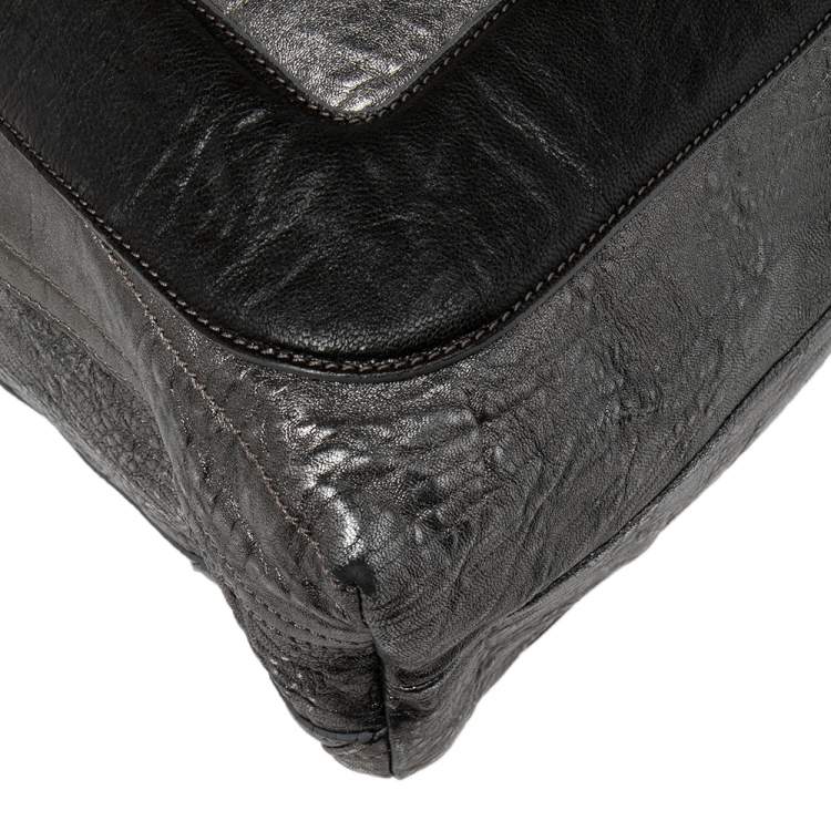 مملوكة مسبقًا Chloe Metallic/Grey Distress Leather Shopper Tote