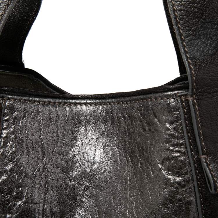 مملوكة مسبقًا Chloe Metallic/Grey Distress Leather Shopper Tote