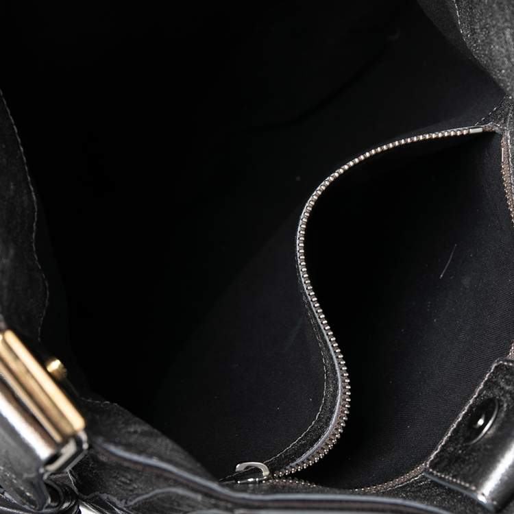 مملوكة مسبقًا Chloe Metallic/Grey Distress Leather Shopper Tote
