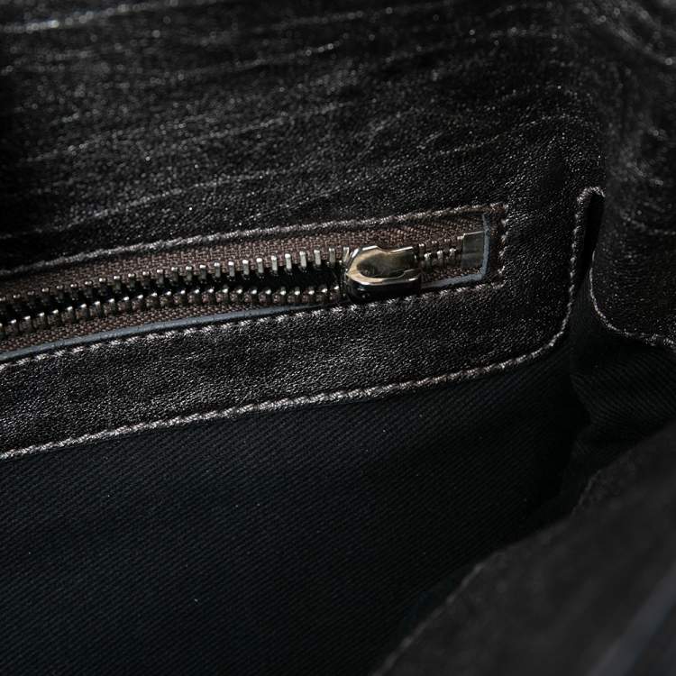 مملوكة مسبقًا Chloe Metallic/Grey Distress Leather Shopper Tote