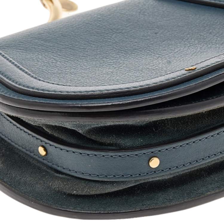 Pre Owned Chloé Teal Blue Leather Small Nile Bracelet Minaudiere Crossbody Bag