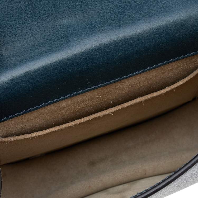 Pre Owned Chloé Teal Blue Leather Small Nile Bracelet Minaudiere Crossbody Bag