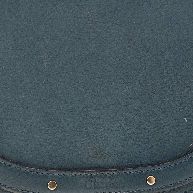 Pre Owned Chloé Teal Blue Leather Small Nile Bracelet Minaudiere Crossbody Bag