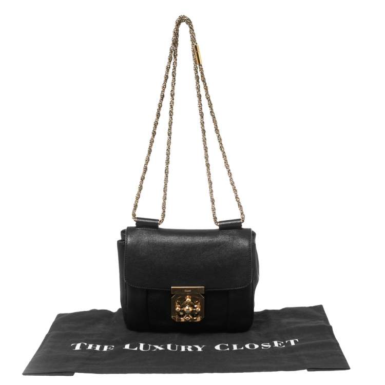Pre Owned Chloe Black Leather Small Elsie Shoulder Bag
