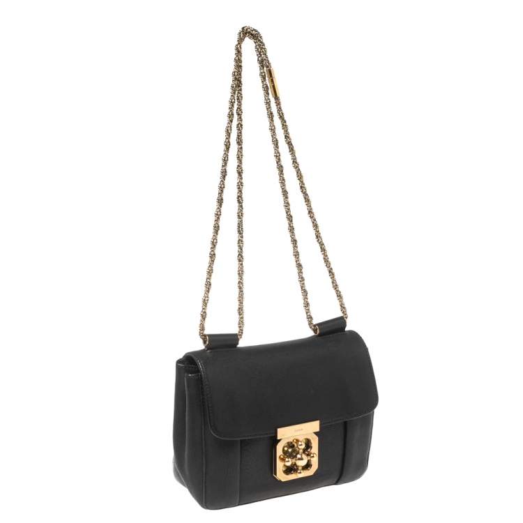Pre Owned Chloe Black Leather Small Elsie Shoulder Bag