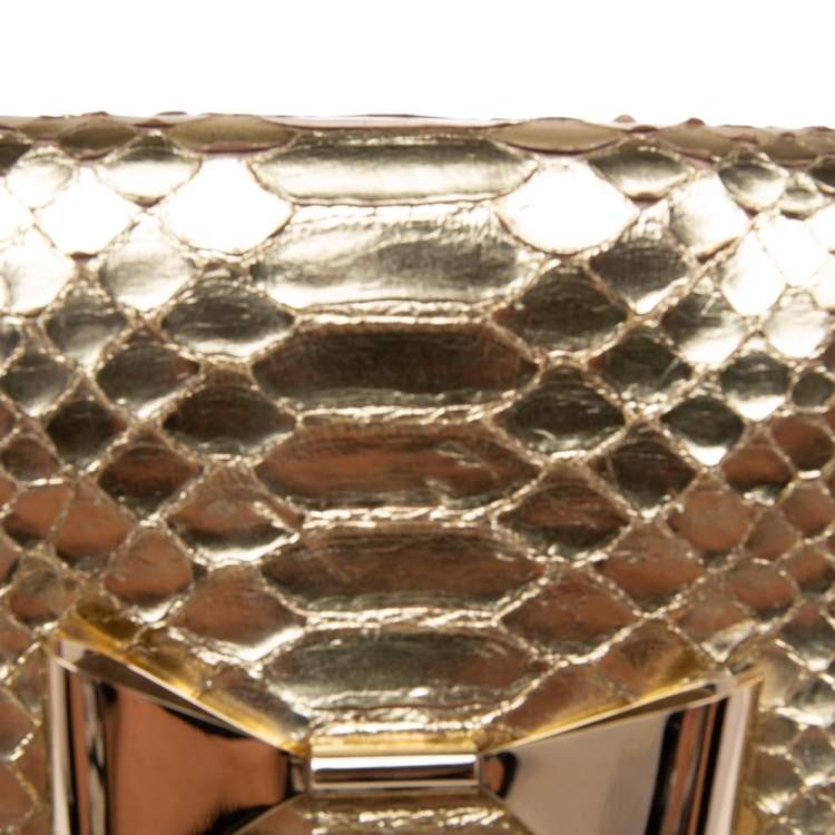 مملوكة مسبقًا Chloe Gold Python Rachel Bow Crossbody Bag