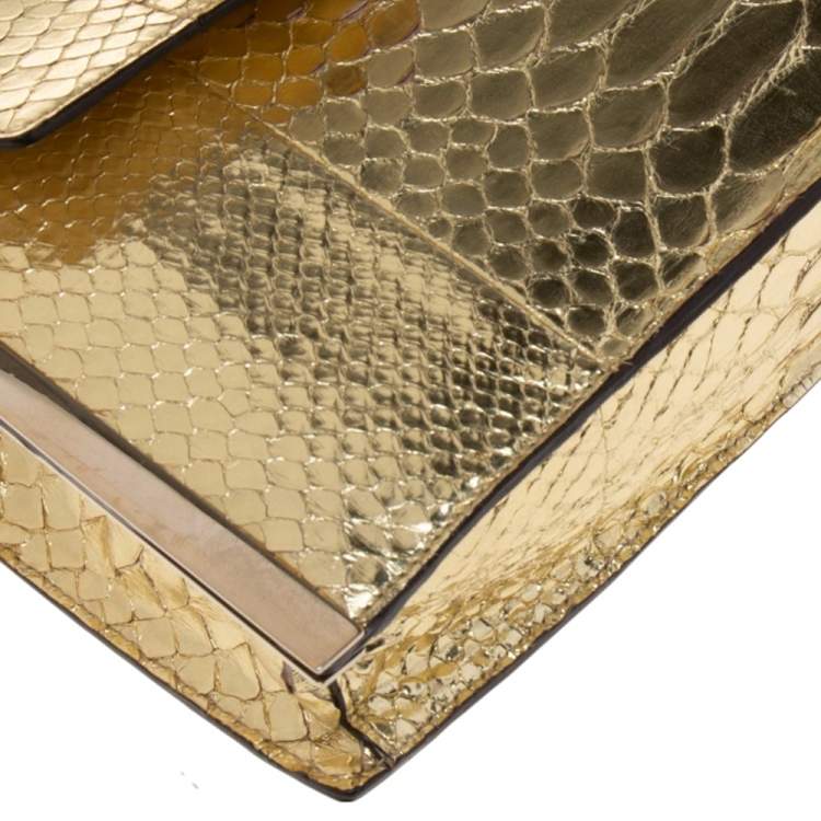 مملوكة مسب�قًا Chloe Gold Python Rachel Bow Crossbody Bag