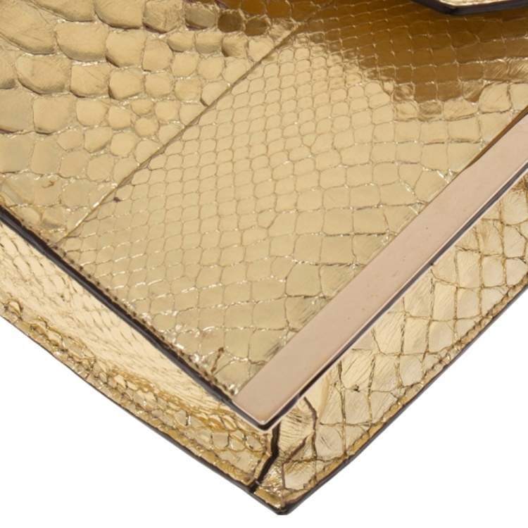 مملوكة مسبقًا Chloe Gold Python Rachel Bow Crossbody Bag