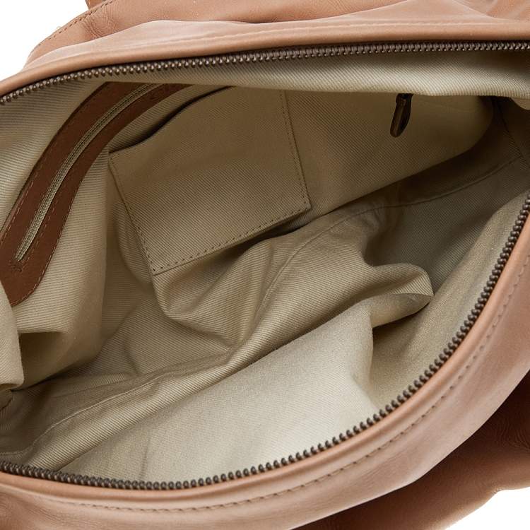 Pre Owned Chloe Beige/Brown Shimmering Python and Leather Silverado Satchel