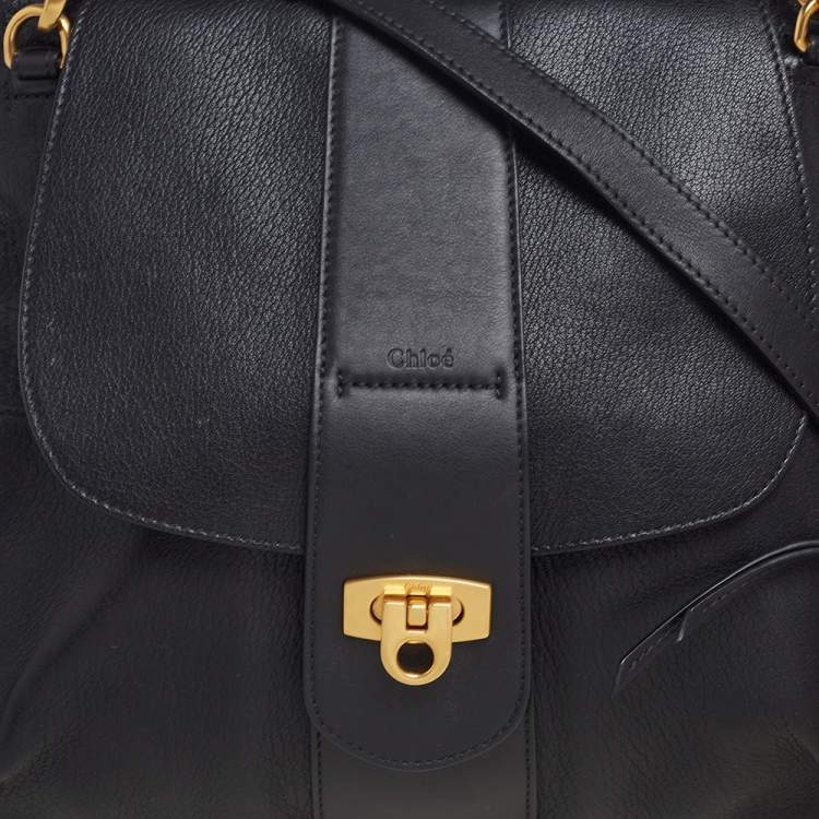 Pre Owned Chloe Black Leather Lexa Shoulder Bag