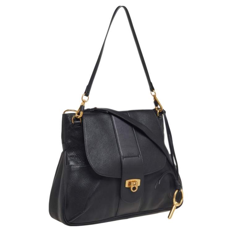 Pre Owned Chloe Black Leather Lexa Shoulder Bag