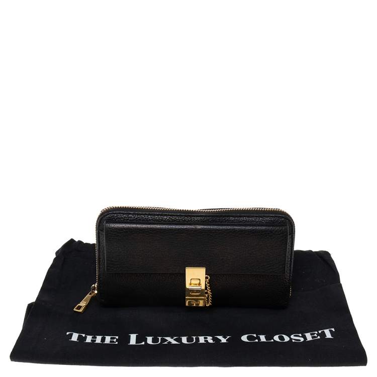 Pre Owned Chloe Black Leather Drew Continental Wallet