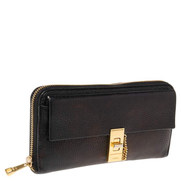 Pre Owned Chloe Black Leather Drew Continental Wallet