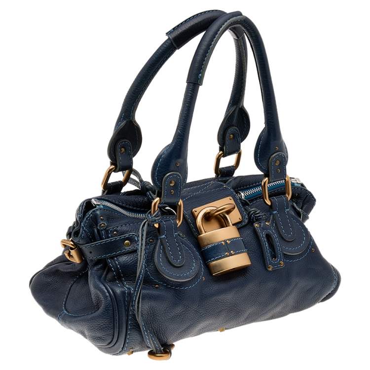 Pre Owned Chloe Blue Leather Medium Paddington Satchel