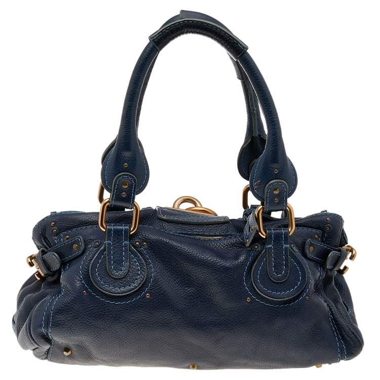 Pre Owned Chloe Blue Leather Medium Paddington Satchel