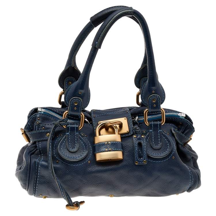Pre Owned Chloe Blue Leather Medium Paddington Satchel