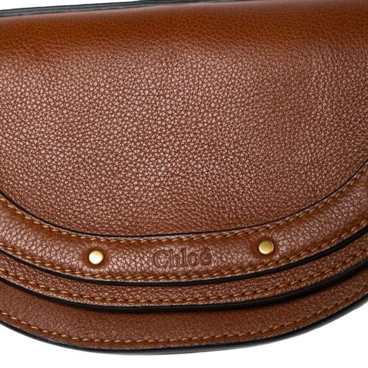 Pre Owned Chloé Brown Leather Small Nile Bracelet Minaudiere Crossbody Bag