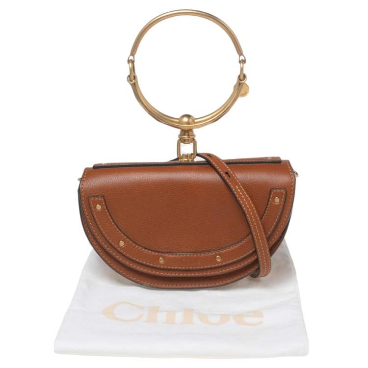 Pre Owned Chloé Brown Leather Small Nile Bracelet Minaudiere Crossbody Bag