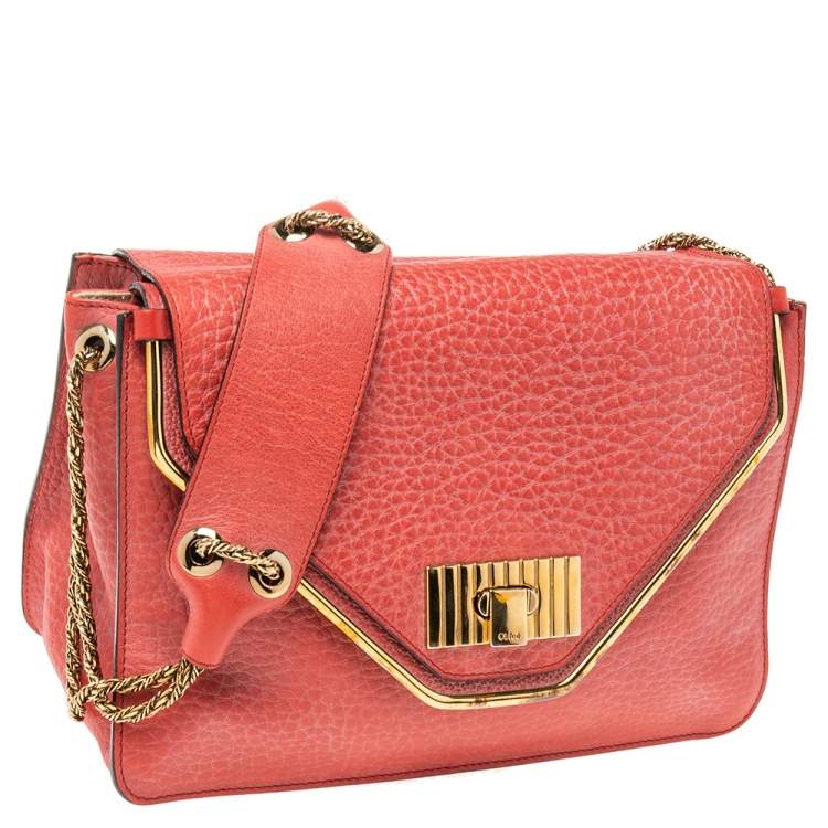 Pre Owned Chloe Red Leather Medium Sally Flap Shoulder Bag