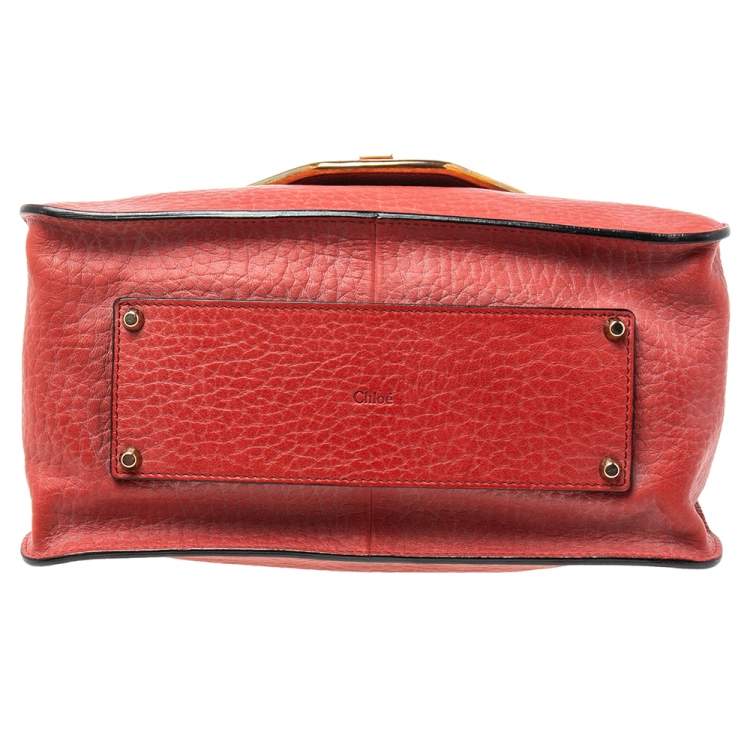 Pre Owned Chloe Red Leather Medium Sally Flap Shoulder Bag