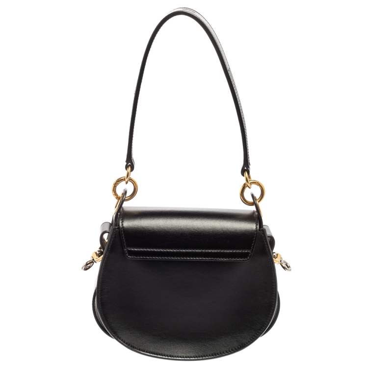 Pre Owned Chloe Black Leather and Suede Small Tess Shoulder Bag