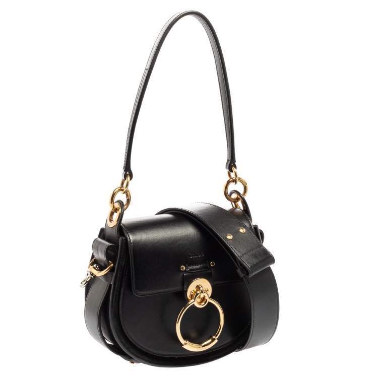 Pre Owned Chloe Black Leather and Suede Small Tess Shoulder Bag
