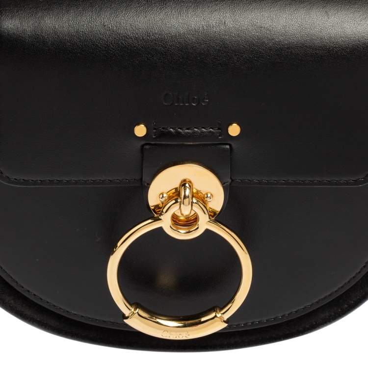 Pre Owned Chloe Black Leather and Suede Small Tess Shoulder Bag