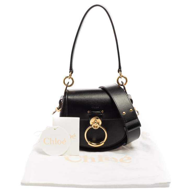 Pre Owned Chloe Black Leather and Suede Small Tess Shoulder Bag