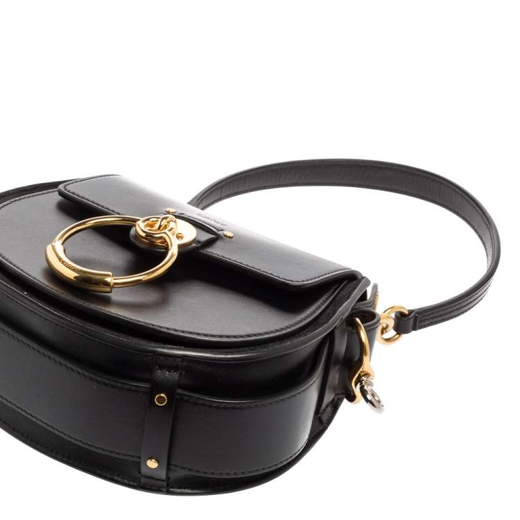 Pre Owned Chloe Black Leather and Suede Small Tess Shoulder Bag