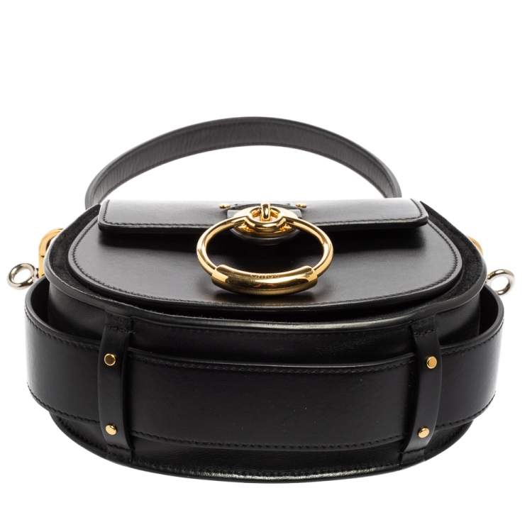 Pre Owned Chloe Black Leather and Suede Small Tess Shoulder Bag