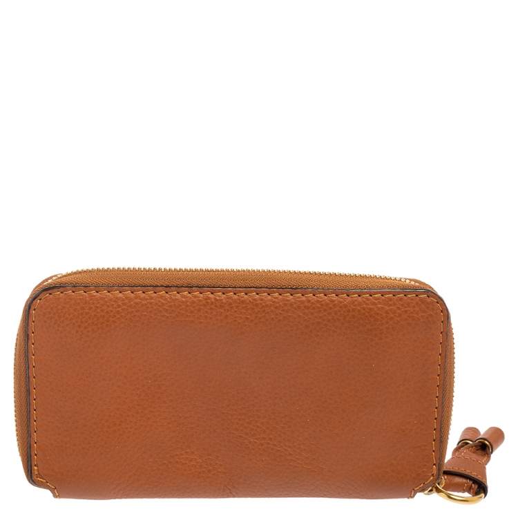 Pre Owned Chloe Brown Leather Marcie Zip Long Wallet