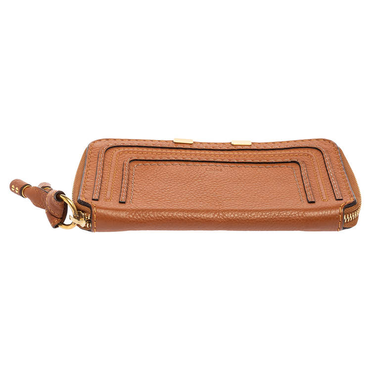Pre Owned Chloe Brown Leather Marcie Zip Long Wallet