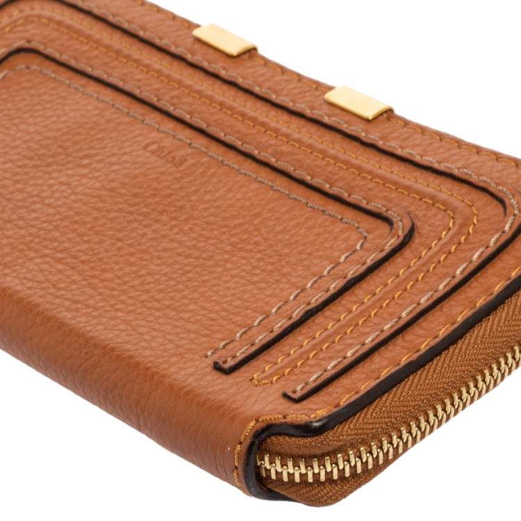 Pre Owned Chloe Brown Leather Marcie Zip Long Wallet