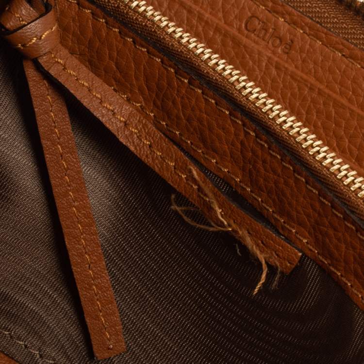 Pre Owned Chloe Brown Leather Marcie Zip Long Wallet